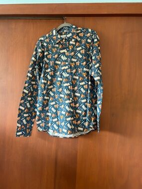 NWT Rocking K Ranchwear Blue Western Print Button-Up Shirt
